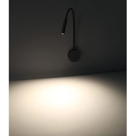 Lampada da lettura nera, lampada LED flessibile a collo d'oca da 3W 3000K, montaggio a parete, 240V con interruttore, ideale per camere da letto, soggiorni e interni.