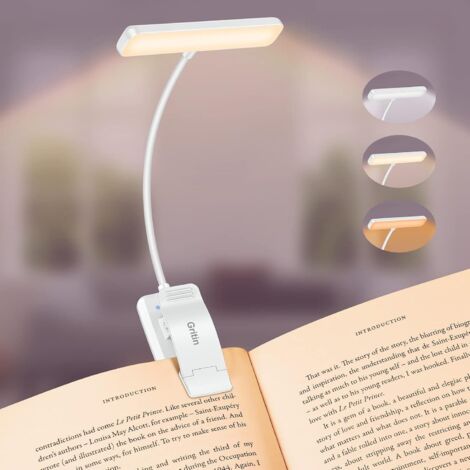 Lampada da lettura portatile a 9 LED, lampada ricaricabile con morsetto, protezione per gli occhi, regolazione continua della luminosità e 3 modalità di illuminazione, collo flessibile a 360°, resiste