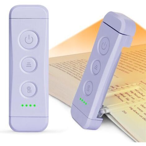 Lampada da lettura ricaricabile - 3 tonalità calde x 5 livelli di luminosità, idea regalo per gli amanti della lettura - 1 pezzo, viola