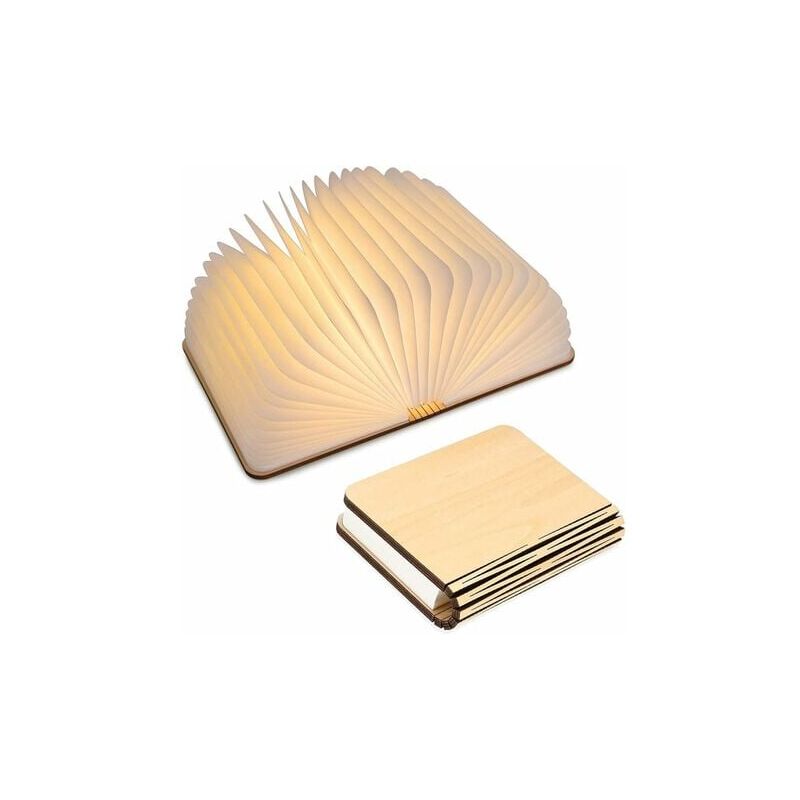 Image of Ymyny - Lampada da libro a led in legno, lampada da libro magnetica pieghevole, lampada di carta a led ricaricabile tramite usb, luce decorativa con