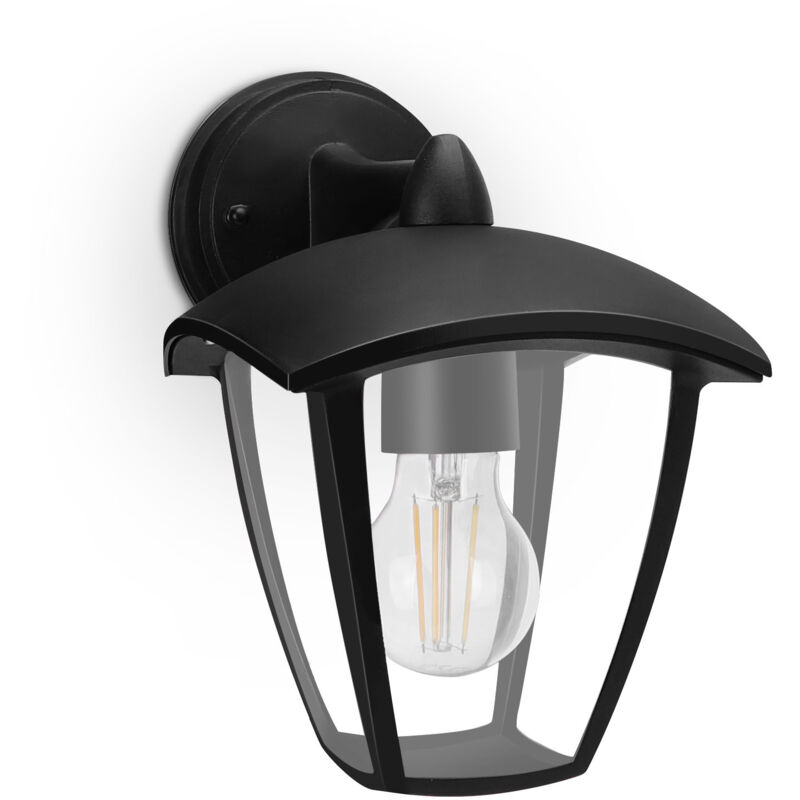 Lampada Da Muro Applique Da Giardino Lanterna E27 Esterno Ip44 Nero