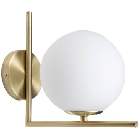 Lampada da Muro Glamy 15x25x22 cm in Ferro e Vetro Bianco e Oro