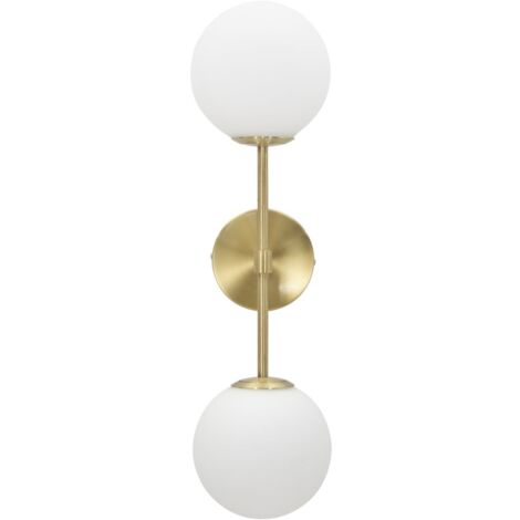 Lampada da Muro Glamy Doppia 15x21x55 cm in Ferro e Vetro Oro e Bianco