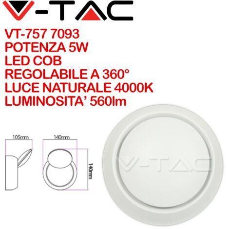 Lampada da muro Led COB 5W forma circolare colore bianco V-TAC VT-757 4000K