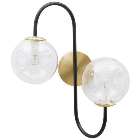 Lampada da muro struttura in metallo e vetro con 2 luci per interni