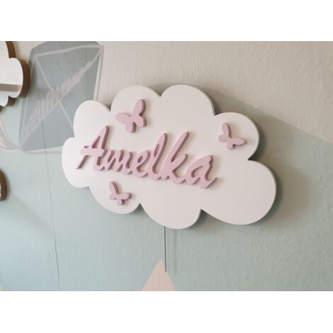 Lampada da notte a forma di nuvola con nome + farfalle