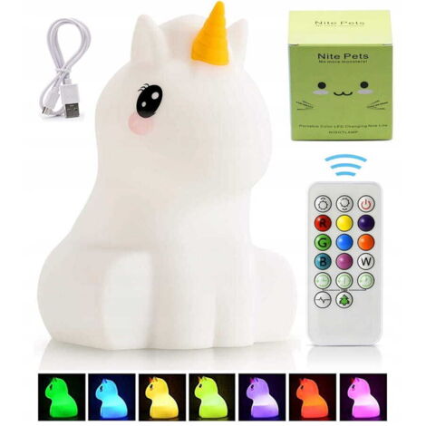LAMPADA DA NOTTE A LED IN SILICONE A FORMA DI UNICORNO PER BAMBINI