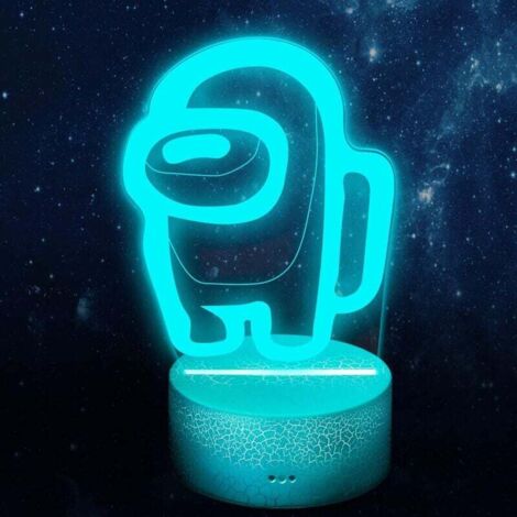 Lampada da notte con illusione 3D Amo-ng Us, lampada 3D con cavo di ricarica e 16 colori cangianti, regalo perfetto per bambini