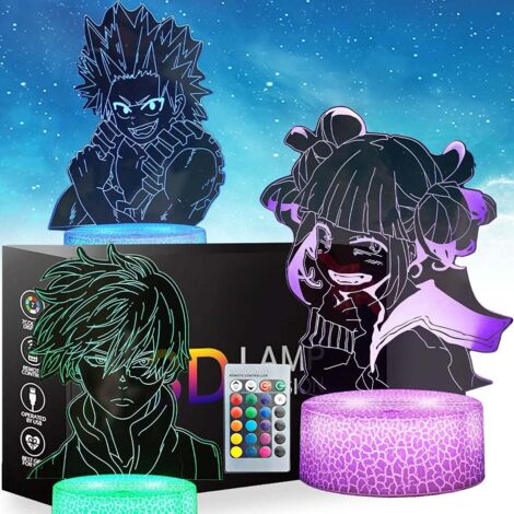 LAMPADA DA NOTTE CON ILLUSIONE 3D PER BAMBINI 3 MODELLI 16 COLORI MODELLO ANIME