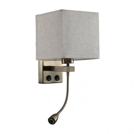 Lampada da parete 3w 4000k+1xe27 stephen pelle/paralume beige 285lm 38x17x20cm doppia accensione
