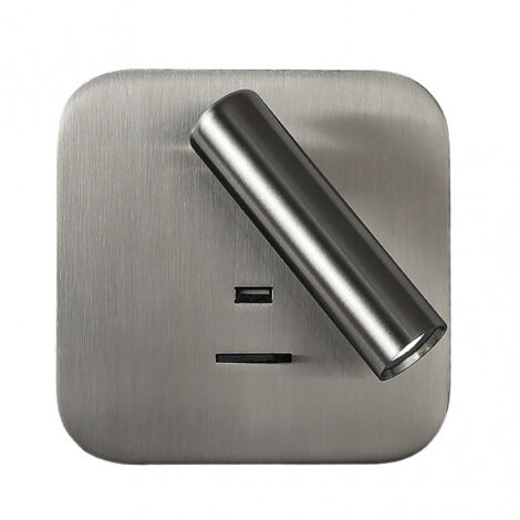 Lampada da parete 3w 4000k giotto porta quadrata in nichel usb 150lm con interruttore 14x14x12cm orientb