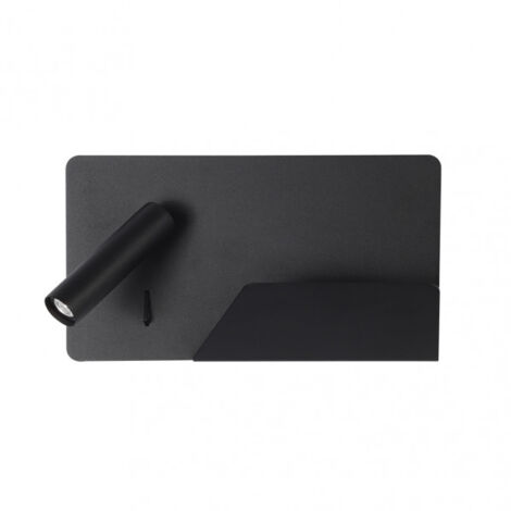 lampada da parete 3w 4000k miguel angel sinistra nero c/usb e mensola 150lm 16x28x12 cm regolabile