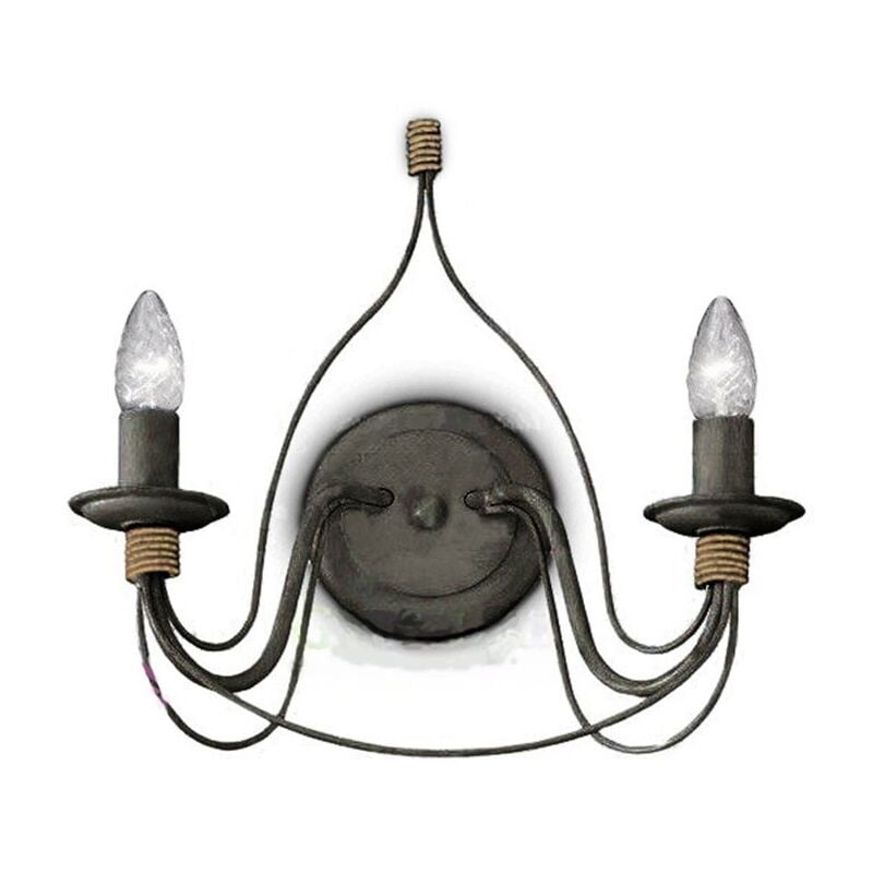Applique Shabby Chic-Provenzale Corte Metallo Nero 2 Luci E14