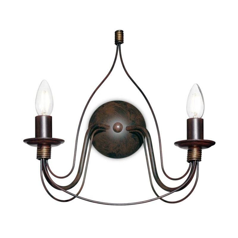 Applique Shabby Chic-Provenzale Corte Metallo Nero 2 Luci E14