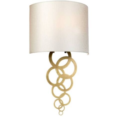 Lampada da parete a 1 luce Curtis Medium, ottone anticato, paralume in finta seta avorio