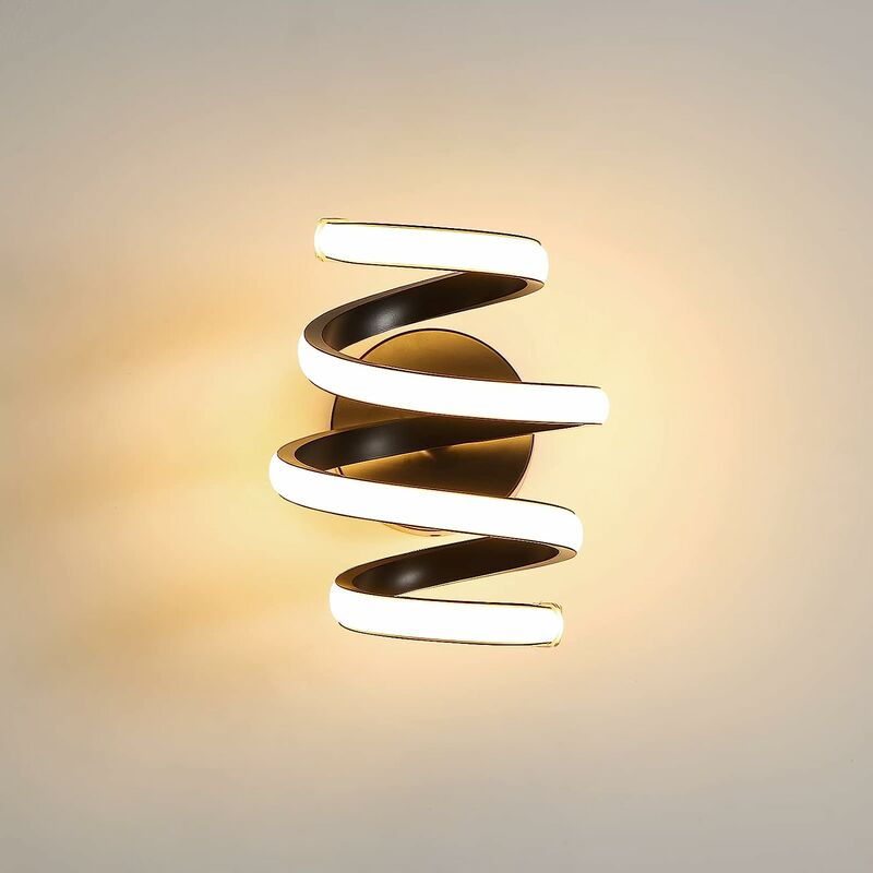 Image of Lampada da parete a led 24W Lampada da parete per interni in metallo con creatività semplice e moderna a spirale nera Lampada da parete per interni