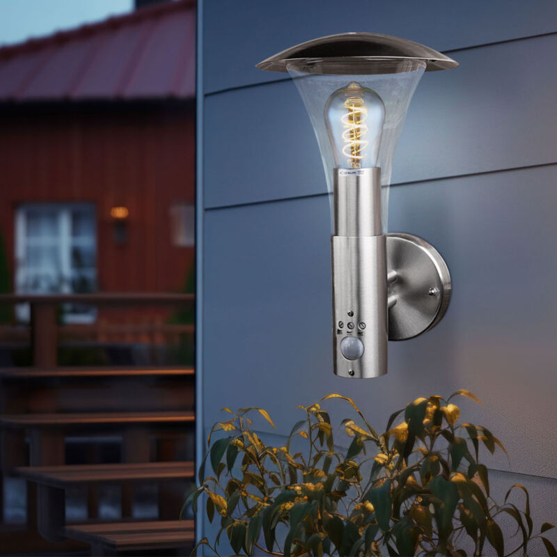 Image of Lampada da parete a LED con rilevatore di movimento lampada da parete per esterni lampada da facciata, acciaio inossidabile argento, 1x 7W 806Lm