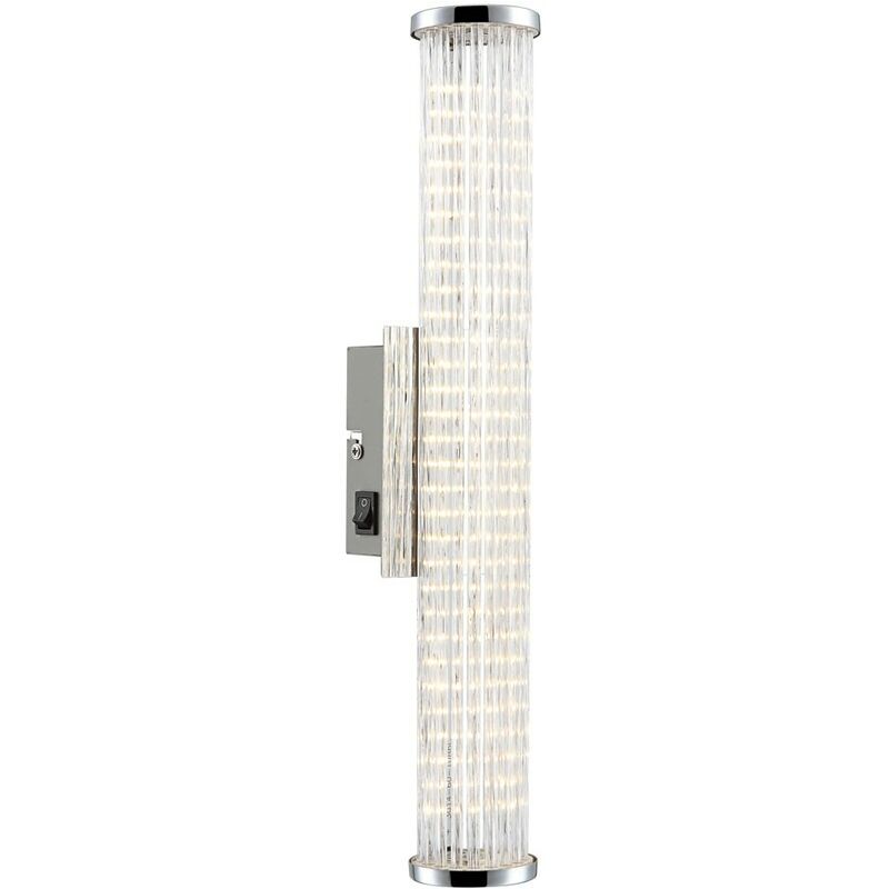 Image of Lampada da parete a led da 6 watt con lampada da illuminazione in metallo cromato con interruttore trasparente in vetro