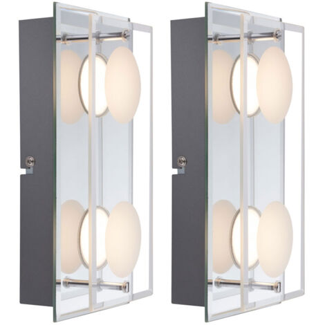 Lampada da parete a LED dimmerabile da specchio lampada da corridoio lampada da soggiorno a 2 luci lampada da parete, vetro cromato, 2x 5 W 2x 350lm bianco caldo LxL 24 x 12 cm