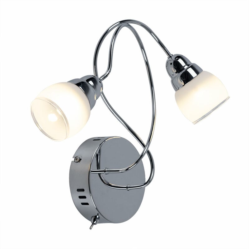 Image of Esto - Lampada spot lampada da parete lampada da parete lampada da soggiorno lampada da camera, 2 fiamme, metallo vetro cromo satinato, 2x led 5W