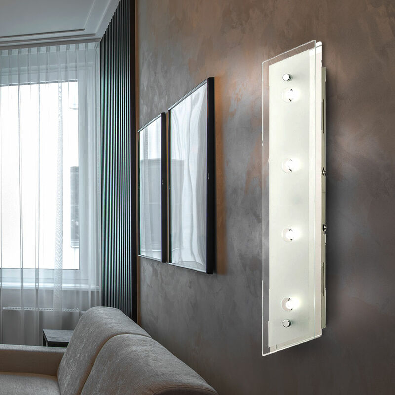 Image of Etc-shop - Lampada da parete a led applique da parete faretto da parete luce camera da letto lampada da soggiorno, acciaio vetro smerigliato, 12W