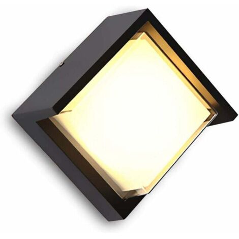 lampada da parete a LED per esterni da 12 W - Forma quadrata - Alloggiamento in alluminio - IP65 impermeabile - Per uso interno ed esterno - Luce bianca calda (3000 K) - Fei Yu