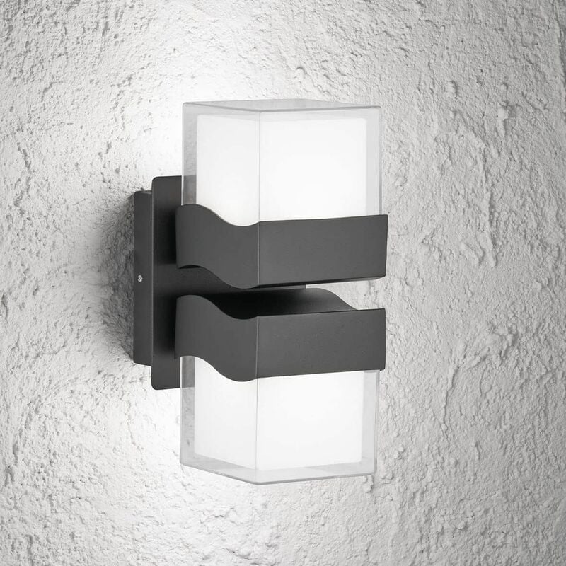 Image of Licht-erlebnisse - Lampada da parete per esterni Luce a led dal design moderno Up Down forma rettangolare color nero IP54 per ingresso balcone