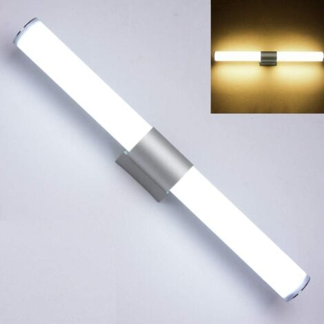 Lampada da parete a LED per specchio da bagno con paralume chiuso in acciaio inox + acrilico, risparmio energetico, alta luminosità, stile moderno per la casa, 25 cm (luce bianca)