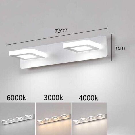 Lampada da parete a specchio per bagno da 10 W, lampada da toeletta a LED per lavabo e WC, 3 temperature di colore, angolo di rotazione di 360°