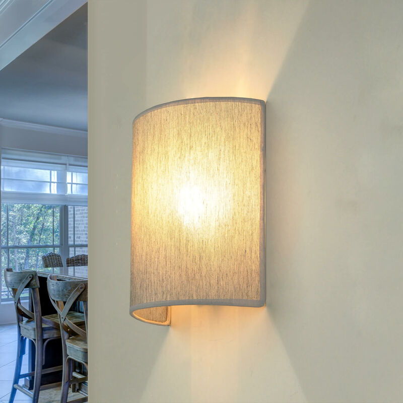 Image of Lampada da parete alice design Loft con paralume in tessuto semicircolare color E27 - grigio brillante