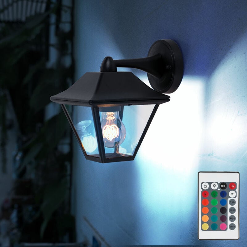 Image of Lampada da parete alu dimmerabile da giardino lanterna da esterno telecomando lampada in un set con lampadine led rgb
