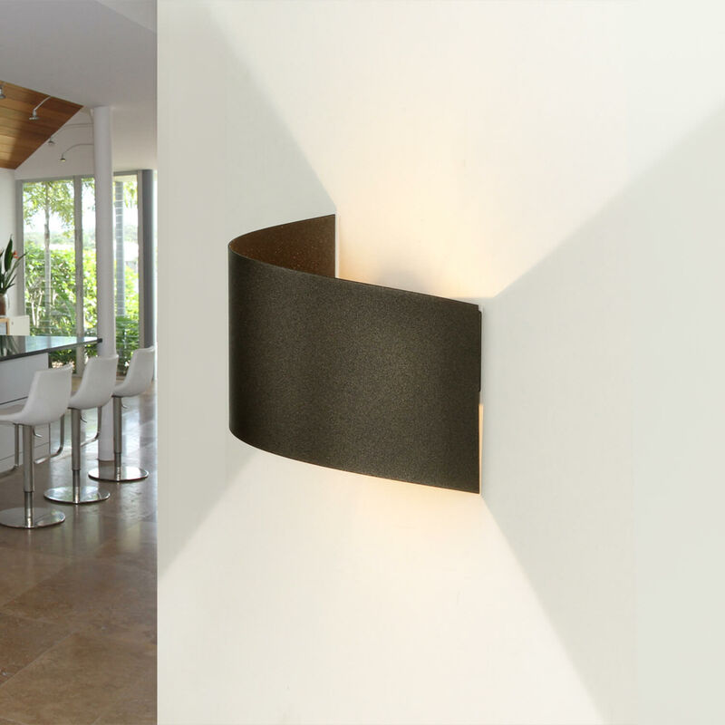 Image of Licht-erlebnisse - Lampada da parete per interni in metallo color antracite dal design Up Down moderno forma astratta G9 Illuminazione indiretta