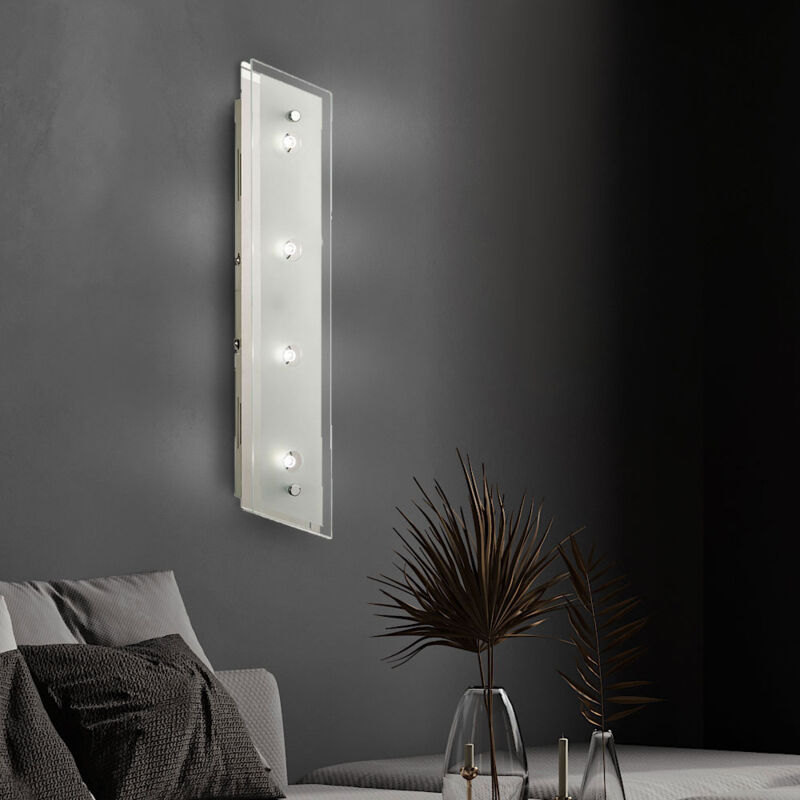 Image of Etc-shop - Lampada da parete applique da parete faretto da parete lampada led camera da letto soggiorno, vetro acciaio satinato, 12W 840Lm bianco