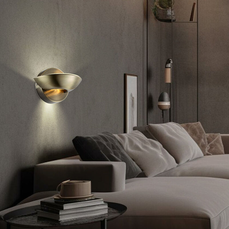 Image of Globo - Lampada da parete applique da parete luce corridoio lampada soggiorno faretto da parete luce camera da letto, up & down vetro metallo ottone,