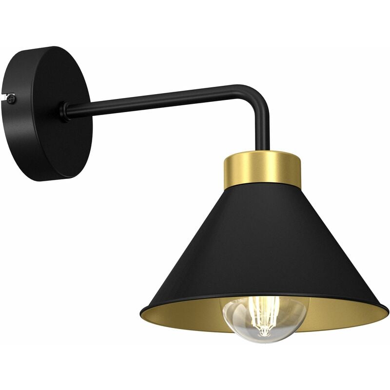 Lampada da parete applique Nero Oro E27 Metallo
