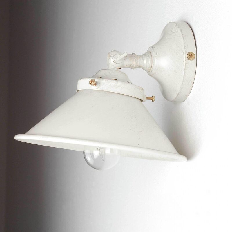 Image of Lampada da parete applique Oro Bianco Shabby Chic Ottone - Bianco avorio in stile shabby chic