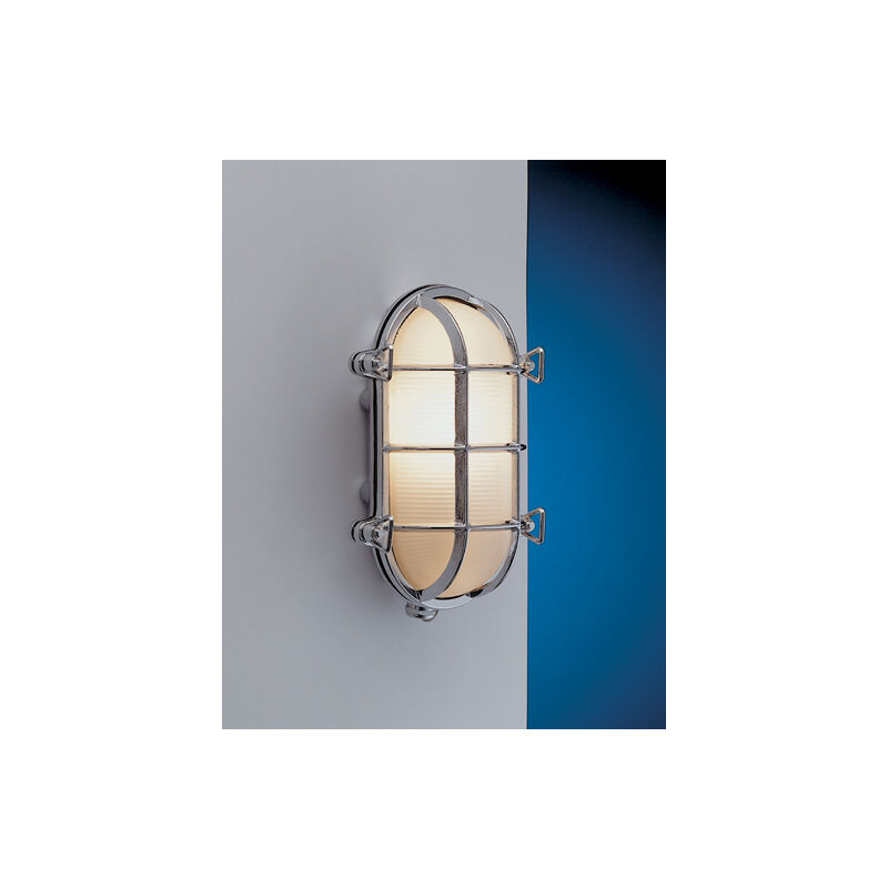 Image of Licht-erlebnisse - Lampada da parete applique per esterni cromata resistente alle intemperie IP54 Casa Marittima - Cromato, trasparente