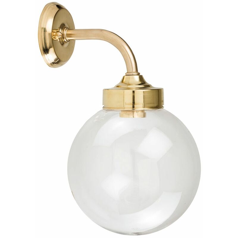 Image of Lampada da parete applique per esterni rotonda in ottone IP43 Casa resistente alle intemperie - ottone, trasparente/trasparente