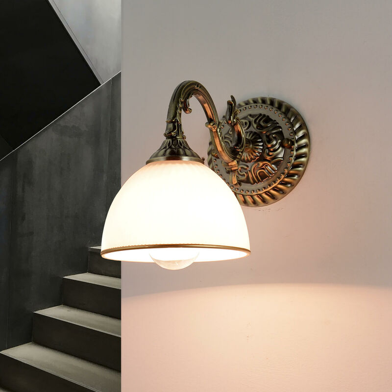 Image of Licht-erlebnisse - Lampada da parete con braccio in elegante stile Art Nouveau color ottone ideale per corridoio sulle scale vicino al comodino louis