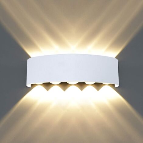 Lampada da Parete Bianca Moderna Alluminio, Applique con Luce Verso l'Alto e il Basso per Camera da Letto, Salotto, Corridoio, Scala - 10W Luce Calda