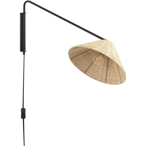 Lampada da parete Boho Illuminazione Paralume a cono Rattan Soggiorno Camera da letto Naturale Palena