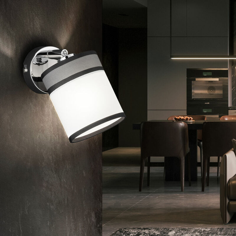Image of Etc-shop - Lampada da parete camera da letto lampada da parete in tessuto braccio girevole lampada da parete bianca interior design moderno, paralume