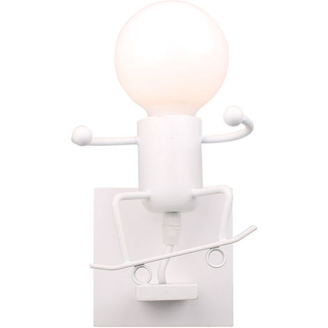 STOEX Lampada da Parete Cartone Animato Umanoide a Forma Di Sci Plafoniere Moderna Creativa per Camera Dei Bambini, Corridoio, Ristorante, Cucina,Bianca