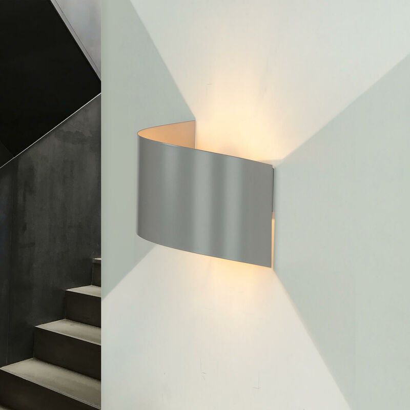 Image of Licht-erlebnisse - Lampada da parete color grigio chiaro design moderno Up Down luce indiretta per scale corridoio ingresso - Grigio