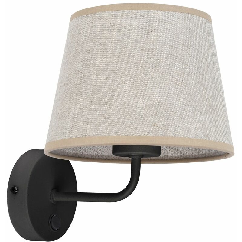 Image of Lampada da parete con interruttore Lino Metallo E27 casalingo applique - Nero, Greige (grigio-beige)