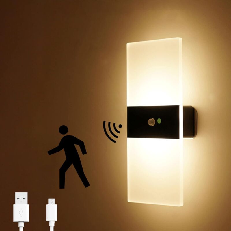 Lampada da parete con sensore led, ricaricabile