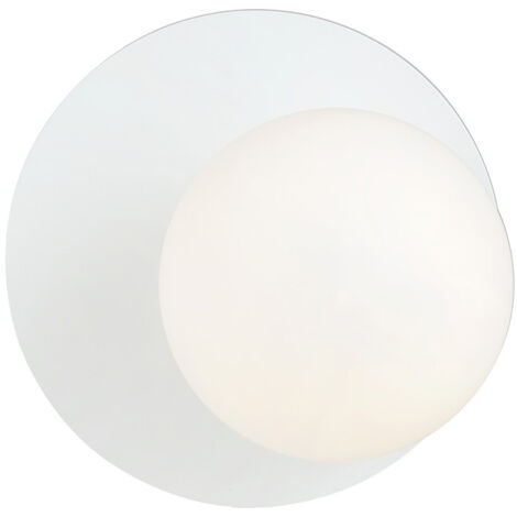 Lampada Da Parete Contemporanea Ippolita 1 Luce In Acciaio Bianco E Vetro Opalino