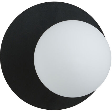 Lampada Da Parete Contemporanea Ippolita 1 Luce In Acciaio Nero E Vetro Opalino