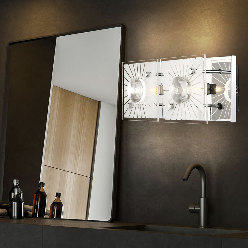 Image of Lampada da parete cristalli lampada da parete in cristallo lampada da parete moderna vetro cromo, satinato, attacco G9 a 2 fiamme, LxPxH 24x11x10 cm