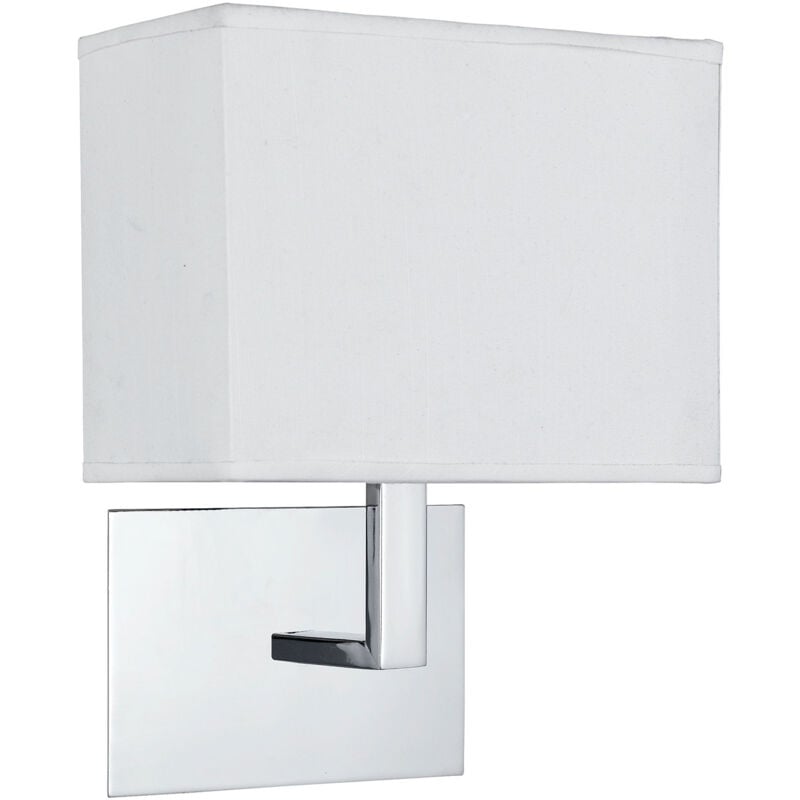 Lampada da parete cromo, paralume rettangolare bianco cromato in tessuto d'acciaio dolce